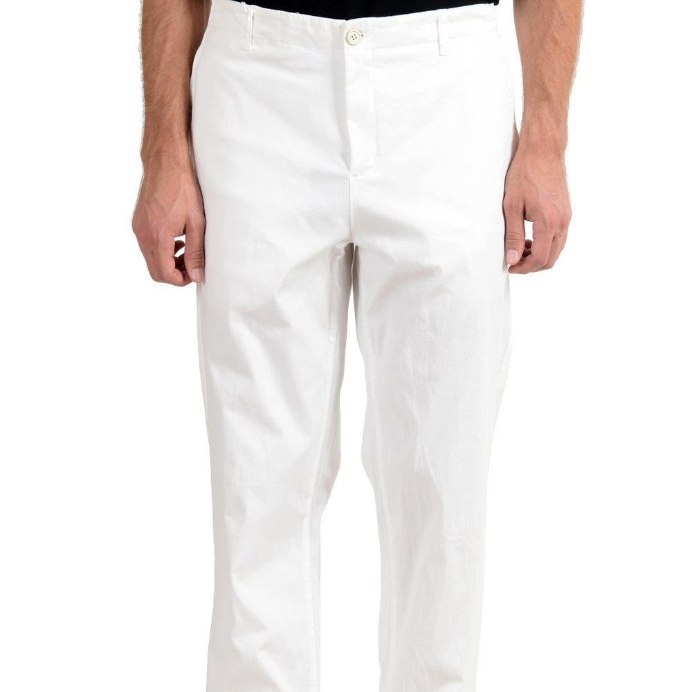 Malo Men's White Stretch Casual Pants
